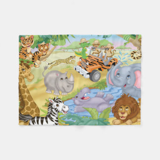 Safari Animal Flannel Blanket Fleece Deken