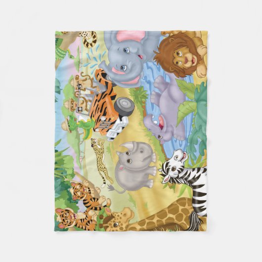 Safari Animal Flannel Blanket Fleece Deken (Voorkant)