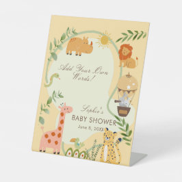 Safari Animal Friends Baby Shower Custom Reclamebord Met Voetstuk