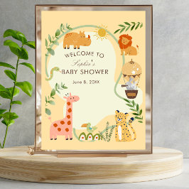 Safari Animal Friends Baby shower Welkomstbord Poster