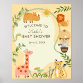 Safari Animal Friends Baby shower Welkomstbord Poster (Voorkant)