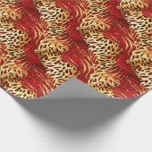 Safari Animal Fur Prints Rood en Goud Cadeaupapier (Hoek)