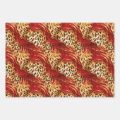 Safari Animal Fur Prints Rood en Goud Inpakpapier Vel (Voorkant)