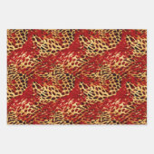 Safari Animal Fur Prints Rood en Goud Inpakpapier Vel (Voorkant 3)
