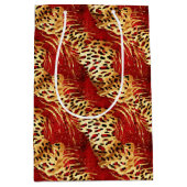 Safari Animal Fur Prints Rood en Goud Medium Cadeauzakje (Voorkant)