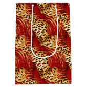 Safari Animal Fur Prints Rood en Goud Medium Cadeauzakje (Achterkant)