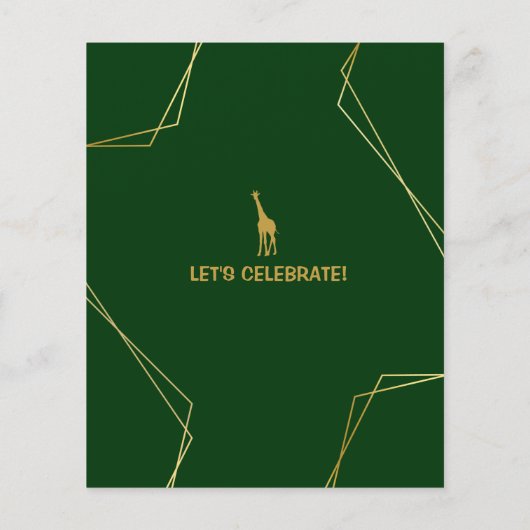 Safari Animal Giraffe Budget Verjaardagsuitnodigin (Achterkant)