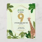 Safari Animal Giraffe Budget Verjaardagsuitnodigin (Voorkant)