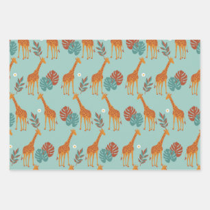Safari Animal, Giraffe Print Gift Pattern, Giraffe Inpakpapier Vel