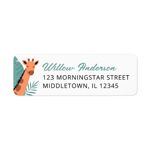 Safari Animal Giraffe Return Address Label (Voorkant)