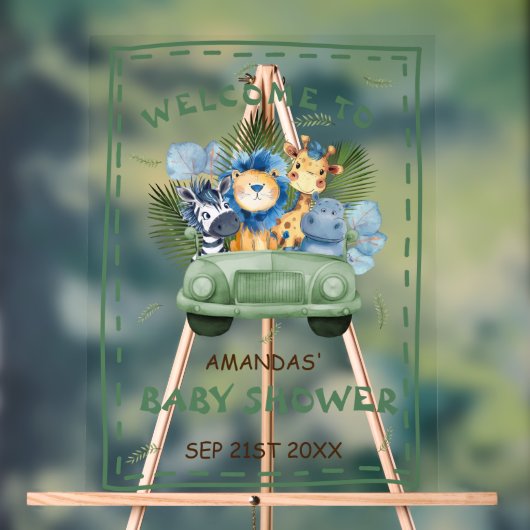 Safari Animal Greenery Baby shower Welkomstbord Acryl Bord (Neutraal)