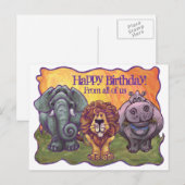 Safari Animal Happy Birthday Briefkaart (Voorkant / Achterkant)