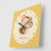 Safari Animal, kies uw eigen achtergrondkleur Vierkante Klok (Hoek)