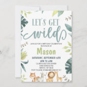 Safari Animal Laten we Wild Oerwoud Birthday Party Kaart (Voorkant)