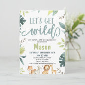 Safari Animal Laten we Wild Oerwoud Birthday Party Kaart (Staand voorkant)