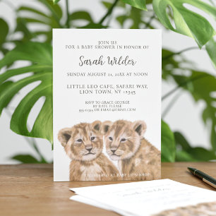 Safari Animal Lion Cubs Baby shower Uitnodiging