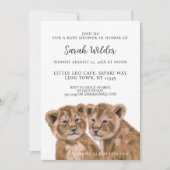 Safari Animal Lion Cubs Baby shower Uitnodiging (Voorkant)
