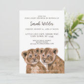 Safari Animal Lion Cubs Baby shower Uitnodiging (Staand voorkant)