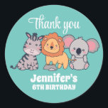 Safari Animal Lion Zebra Koala Kids Birthday Party Ronde Sticker<br><div class="desc">Een feestje voor kinderen,  jongens of meisjes die van dieren houden. Ideaal voor kinderen op verjaardagsfeestje,  feestvieren en dankjewel op het label. U kunt de tekst voor baby shower of andere gelegenheid en partij ook aanpassen.</div>