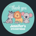 Safari Animal Lion Zebra Koala Kids Birthday Party Ronde Sticker<br><div class="desc">Een feestje voor kinderen,  jongens of meisjes die van dieren houden. Ideaal voor kinderen op verjaardagsfeestje,  feestvieren en dankjewel op het label. U kunt de tekst voor baby shower of andere gelegenheid en partij ook aanpassen.</div>