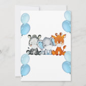 Safari Animal met maskers Virtual Shower Baby Boy  Kaart (Achterkant)