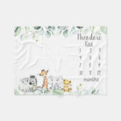 Safari Animal Milestone Deken Jongen Maandelijkse (Voorkant (Horizontaal))