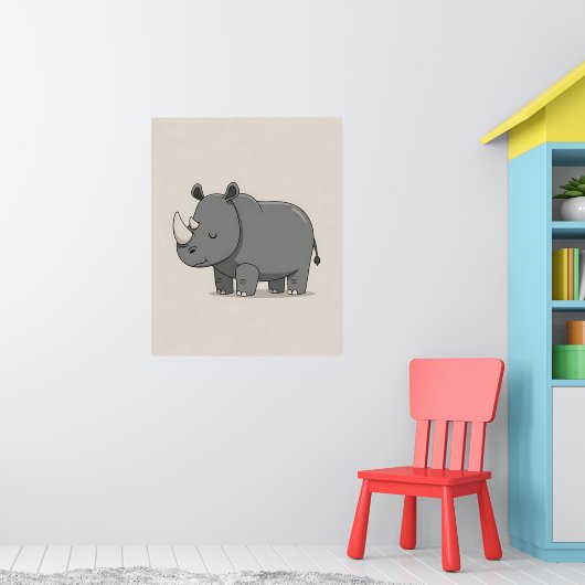 Safari Animal - Minimalistische neushoornkwekerij  Poster (Kinderkamer 1)