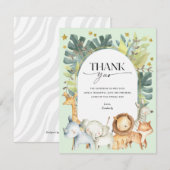 Safari animal mint modern baby shower bedankkaart (Voorkant / Achterkant)
