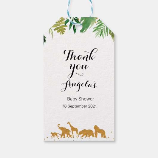 Safari Animal Modern Dank u Label. Cadeaulabel (Achterkant)