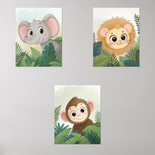 Safari Animal Nursery Decor Neutraal Geslacht Set (Voorkant)