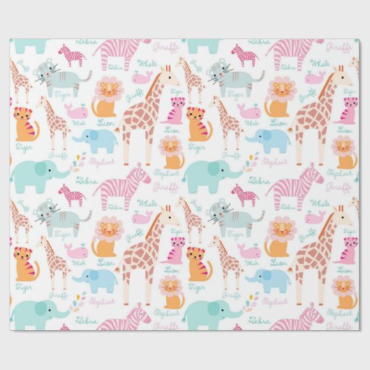 Safari Animal Nursery Print Cadeaupapier (Vlak)