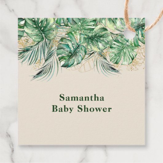 Safari Animal Oerwoud Green & Gold boy Baby shower Bedankjes Labels (Achterkant)