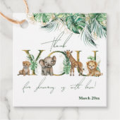 Safari Animal Oerwoud Green & Gold boy Baby shower Bedankjes Labels (Voorkant)