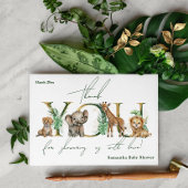Safari Animal Oerwoud Green & Gold boy Baby shower Bedankkaart