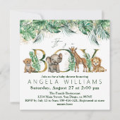 Safari Animal Oerwoud Green & Gold boy Baby shower Kaart (Voorkant)
