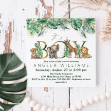 Safari Animal Oerwoud Green & Gold boy Baby shower