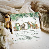 Safari Animal Oerwoud Green & Gold boy Baby shower Kaart