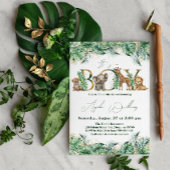 Safari Animal Oerwoud Green & Gold boy Baby shower Kaart