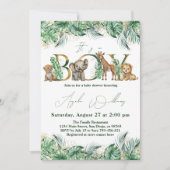 Safari Animal Oerwoud Green & Gold boy Baby shower Kaart (Voorkant)