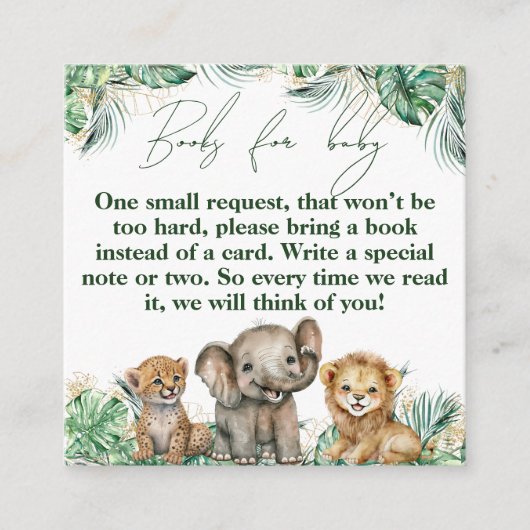 Safari Animal Oerwoud Green & Gold boy book Informatiekaartje (Voorkant)