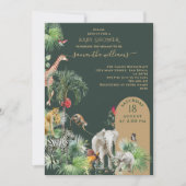 Safari Animal Oerwoud Greenery Tropisch Baby showe Kaart (Voorkant)
