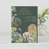 Safari Animal Oerwoud Greenery Tropisch Baby showe Kaart (Staand voorkant)