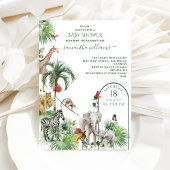 Safari Animal Oerwoud Greenery Tropisch Baby showe Kaart