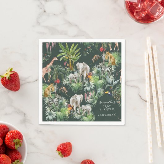 Safari Animal Oerwoud Greenery Tropisch Baby showe Servet (Insitu)