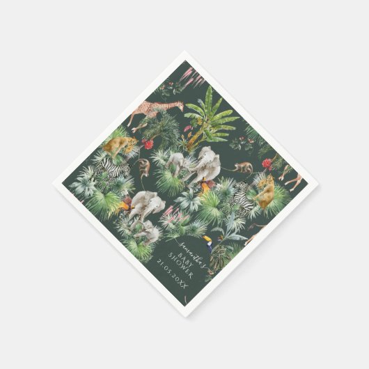 Safari Animal Oerwoud Greenery Tropisch Baby showe Servet (Hoek)