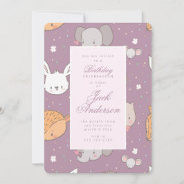 Safari Animal Oerwoud Pink Birthday Party Girl Kaart