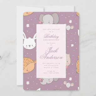 Safari Animal Oerwoud Pink Birthday Party Girl Kaart