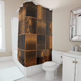Safari Animal Patronen in Deep Golden Browns Douchegordijn