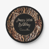Safari Animal Print 30ste verjaardagsfeestje voor  Papieren Bordje (Voorkant)