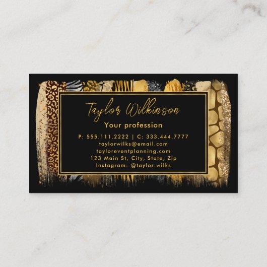 Safari Animal Print Brush Strokes Visitekaartje (Achterkant)